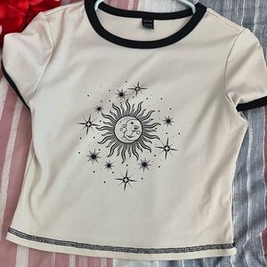 White and Black Sun Graphic Tee